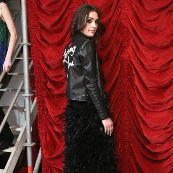 Alice & Olivia Gamma loving you leather jacket S RARE - Picture 4 of 11